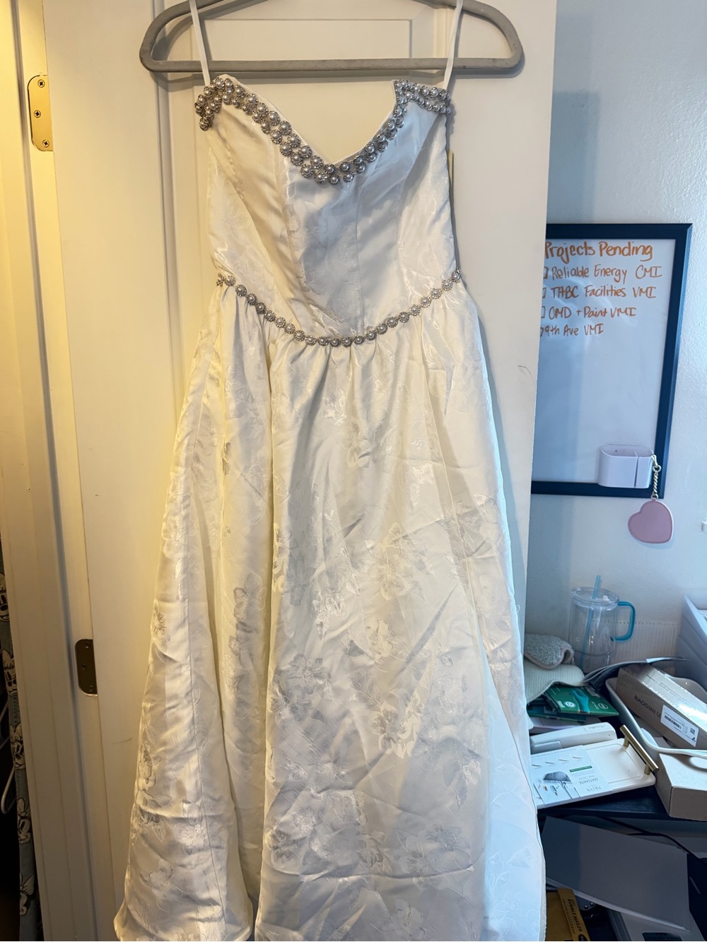 NWT V.Chapman Bridal Corset DressGirls Ivory Pearl-Trim with rhinestone